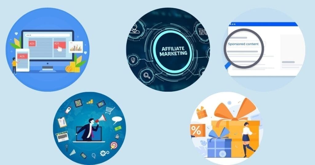 Blog monetization strategies with ads, affiliate marketing, and digital products
