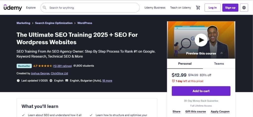 The Ultimate SEO Training course by Joshua George